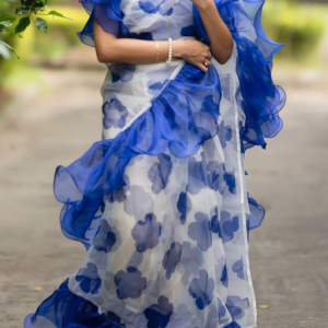 Floral blue Saree